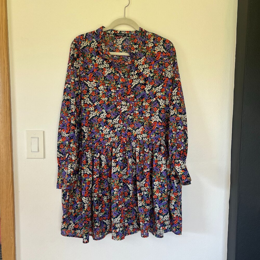 Nasty Gal Floral Button Up Smock Dress Size 8